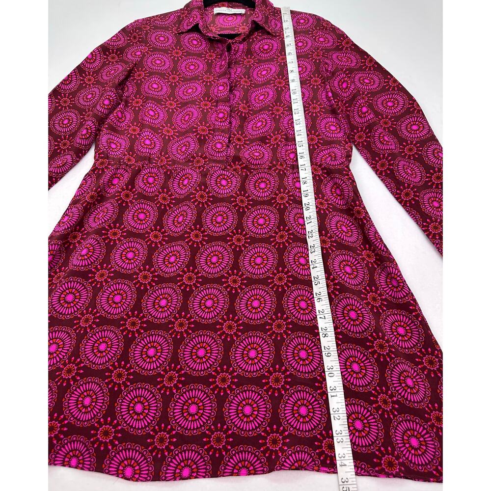Amanda Uprichard 100% Silk Mini Dress Burgundy Pink Orange Geometric Print Sz M - Picture 6 of 8